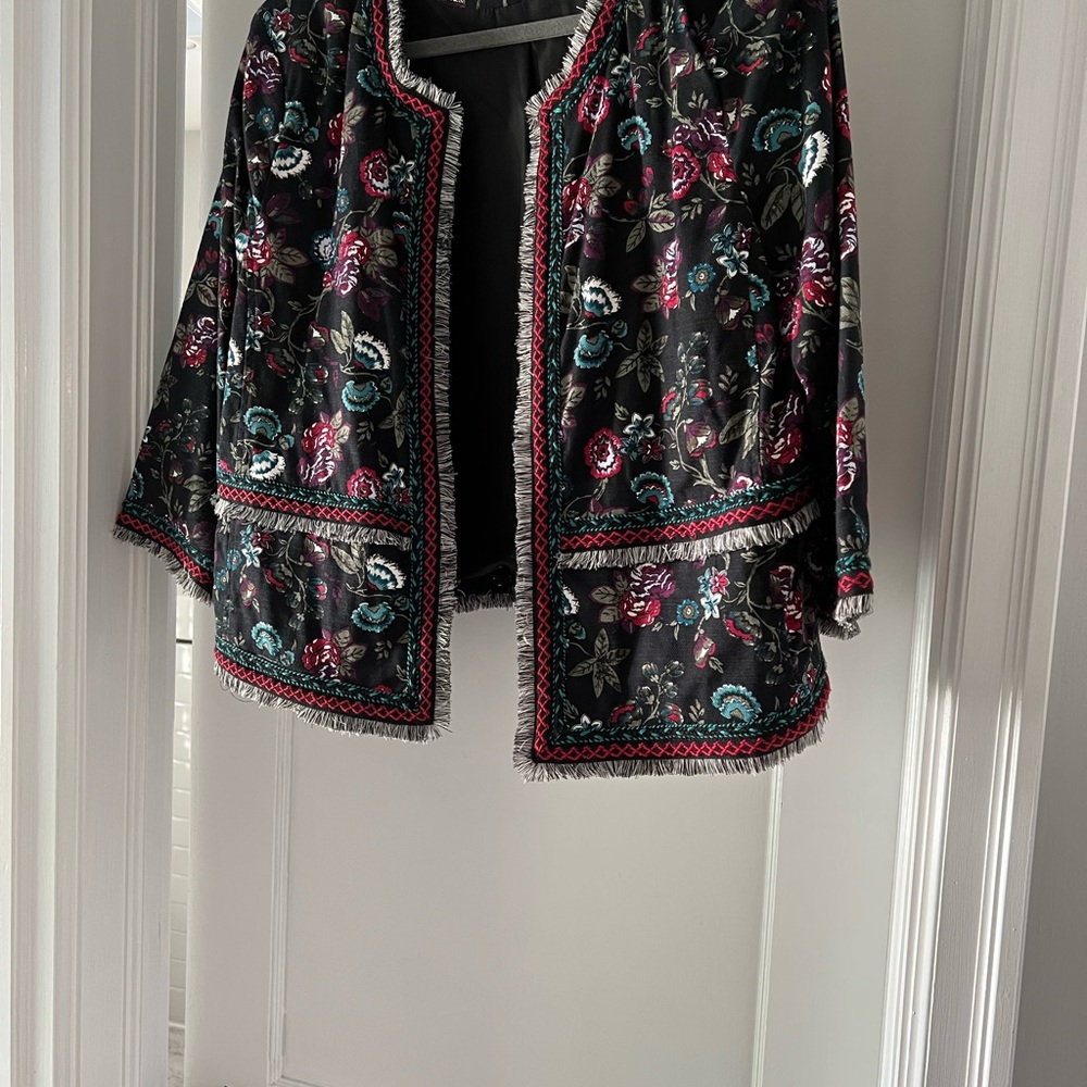 Loft blazer in red & black print .. 3/4 sleeve